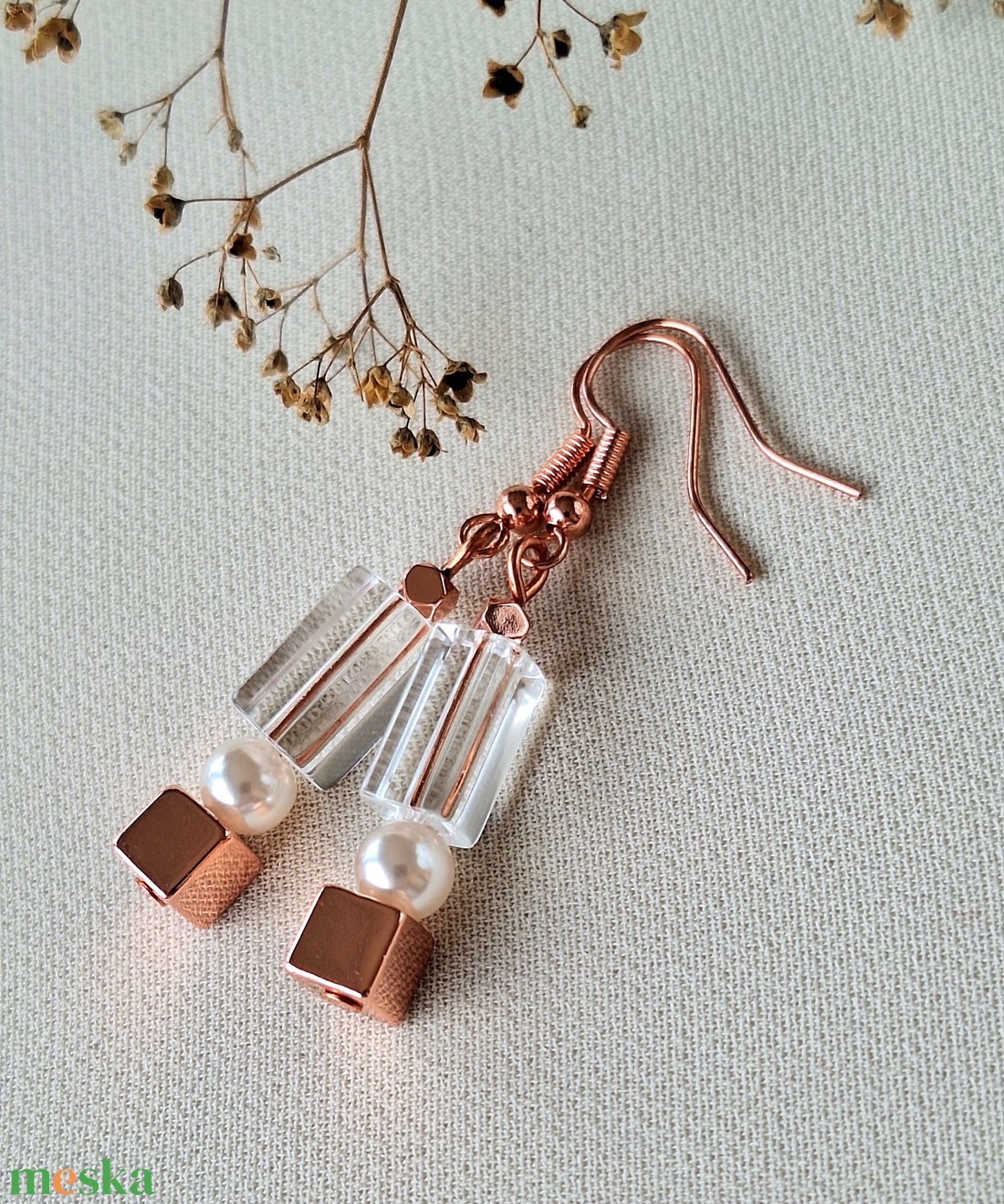 Rosegold fülbevaló - ékszer - fülbevaló - lógó fülbevaló - Meska.hu Rosegold fülbevaló - ékszer - fülbevaló - lógó fülbevaló - Meska.hu