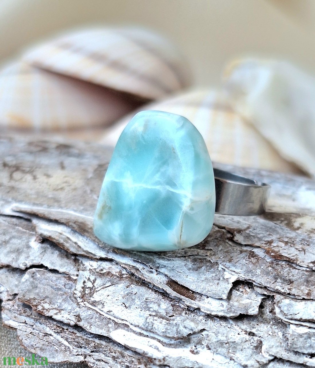 Larimar gyűrű acél - ékszer - gyűrű - statement gyűrű - Meska.hu Larimar gyűrű acél - ékszer - gyűrű - statement gyűrű - Meska.hu