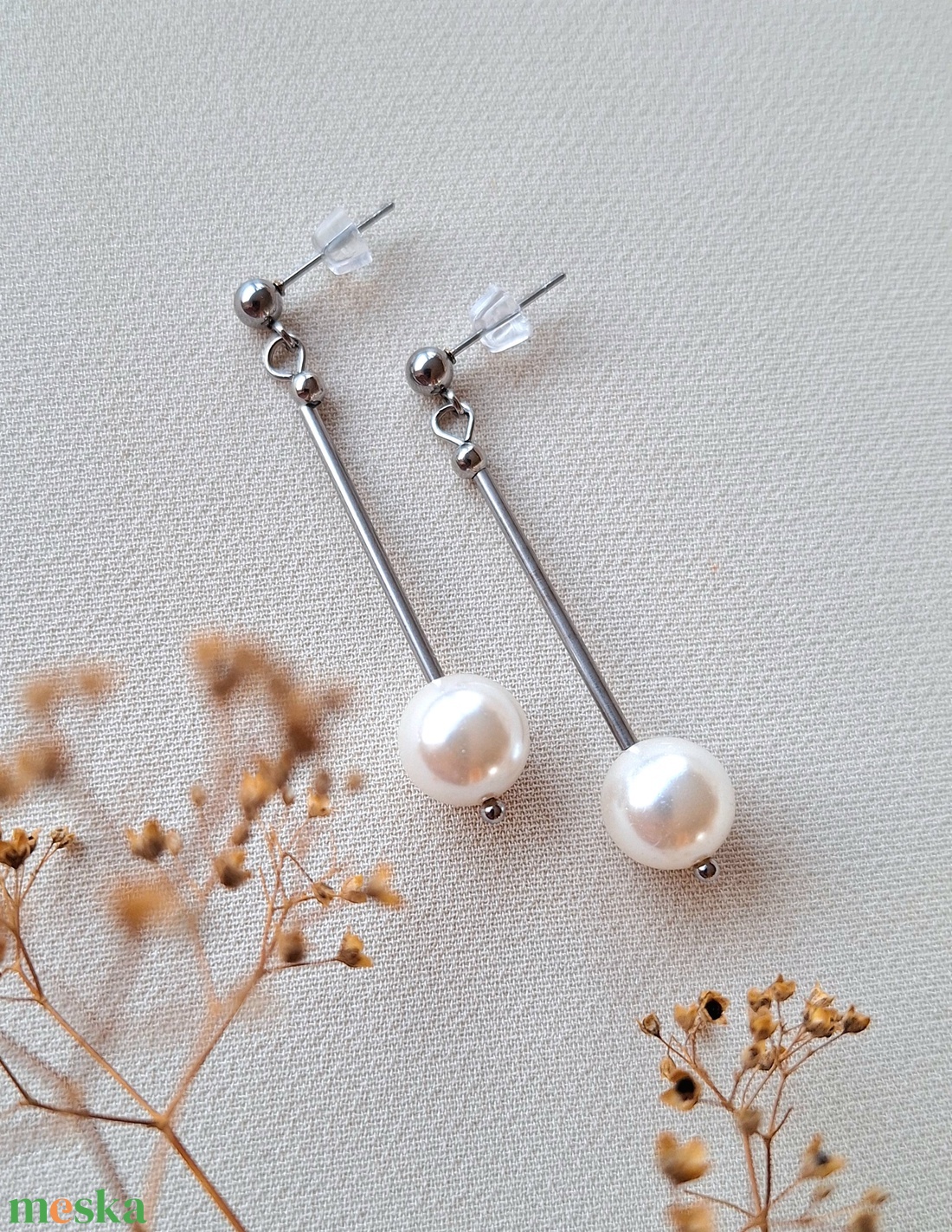 Nemesacél Swarovski gyöngyös fülbevaló - ékszer - fülbevaló - lógó fülbevaló - Meska.hu Nemesacél Swarovski gyöngyös fülbevaló - ékszer - fülbevaló - lógó fülbevaló - Meska.hu