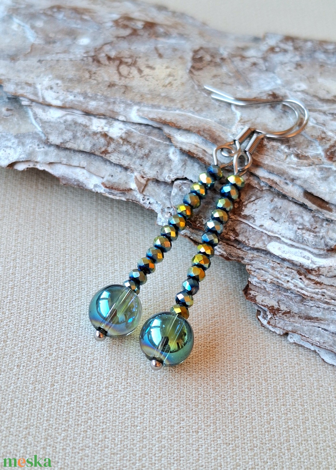 Gyöngyös csillogó fülbevaló - ékszer - fülbevaló - lógó fülbevaló - Meska.hu