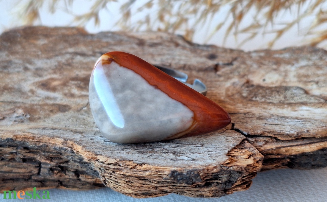 Jáspis gyűrű acél - ékszer - gyűrű - statement gyűrű - Meska.hu