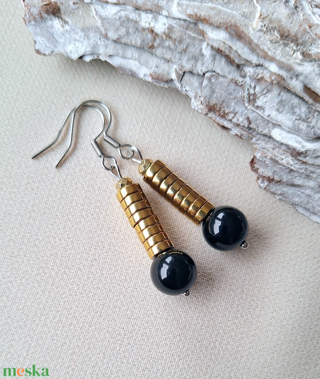 Onix fülbevaló - ékszer - fülbevaló - lógó fülbevaló - Meska.hu
