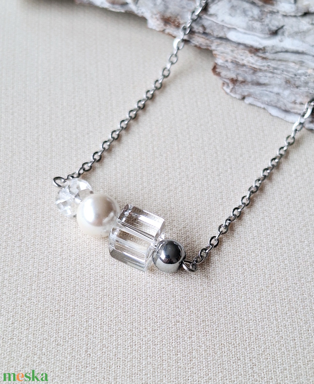 Nemesacél nyaklánc - ékszer - nyaklánc - gyöngyös nyaklánc - Meska.hu