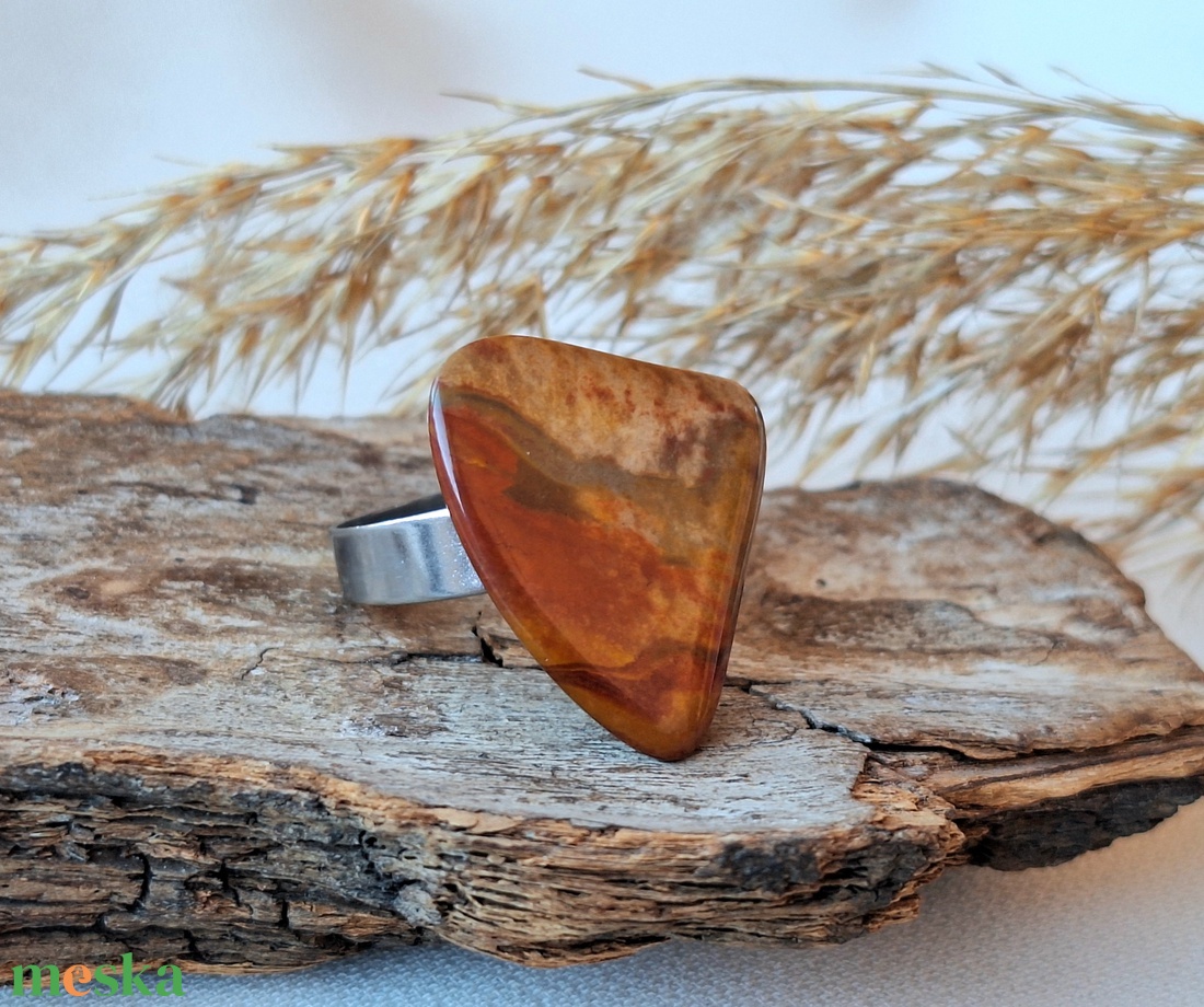 Ásvány gyűrű acél - ékszer - gyűrű - statement gyűrű - Meska.hu