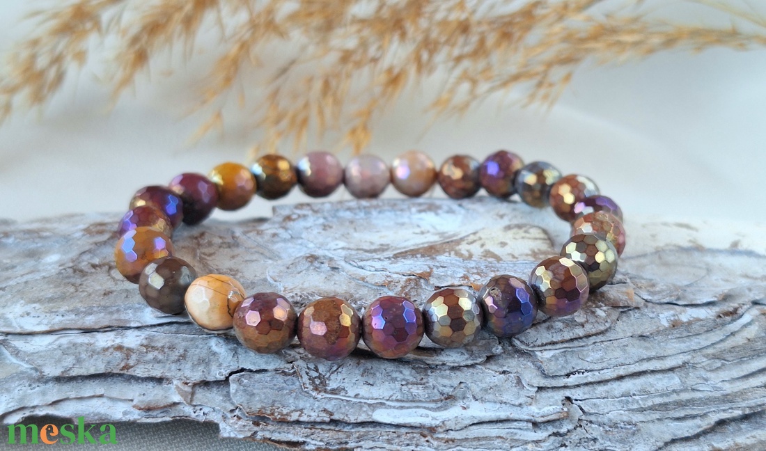 Ásvány karkötő mookait jáspis - ékszer - karkötő - gyöngyös karkötő - Meska.hu