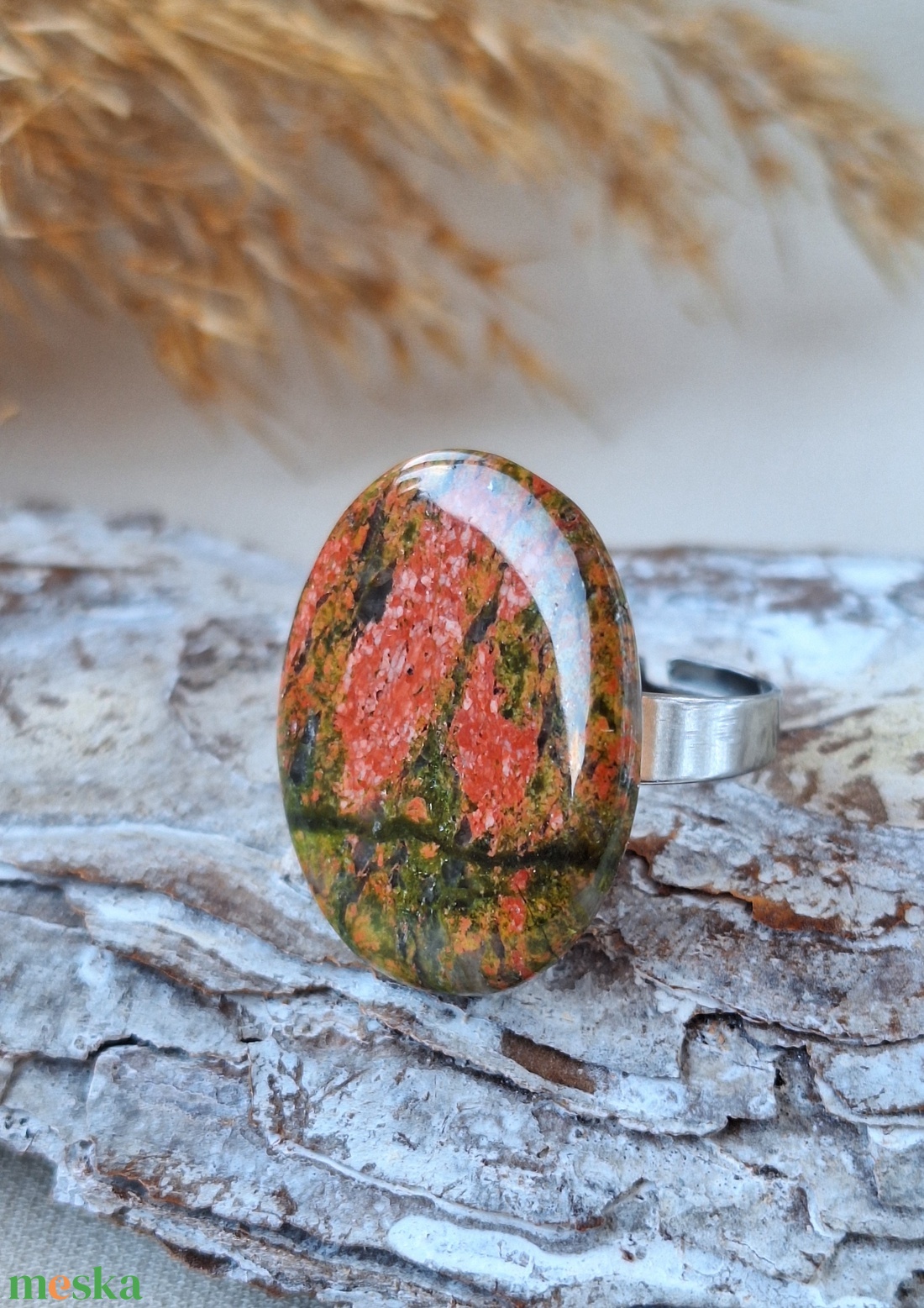 Unakit ásvány gyűrű - ékszer - gyűrű - statement gyűrű - Meska.hu