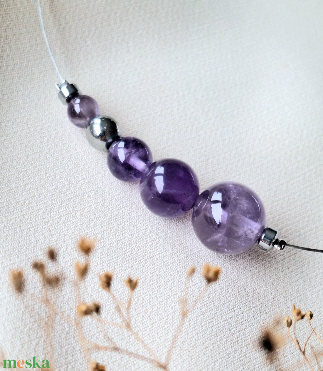 Ametiszt nyaklánc - ékszer - nyaklánc - gyöngyös nyaklánc - Meska.hu