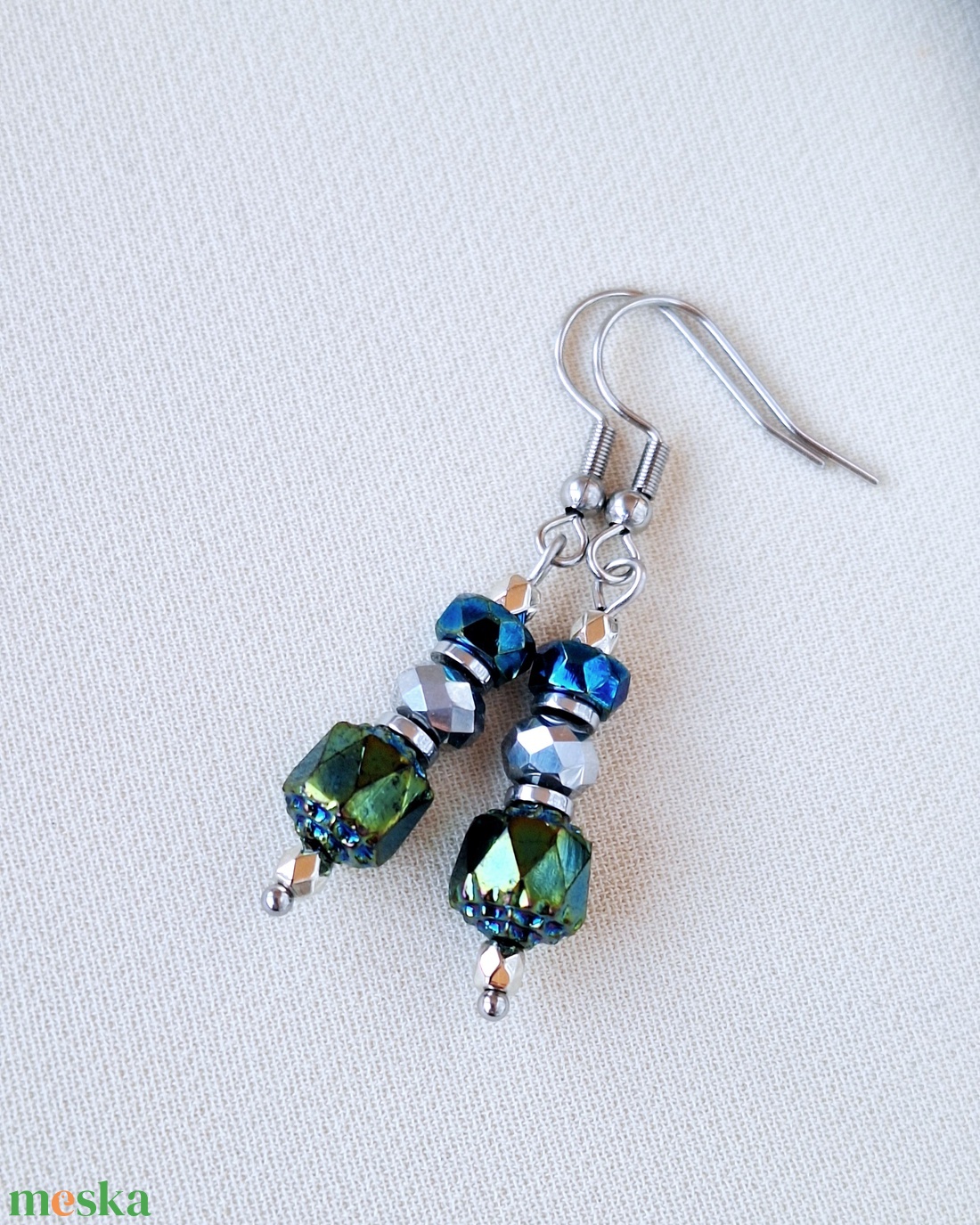 Nemesacél, csillogó fülbevaló - ékszer - fülbevaló - lógó fülbevaló - Meska.hu