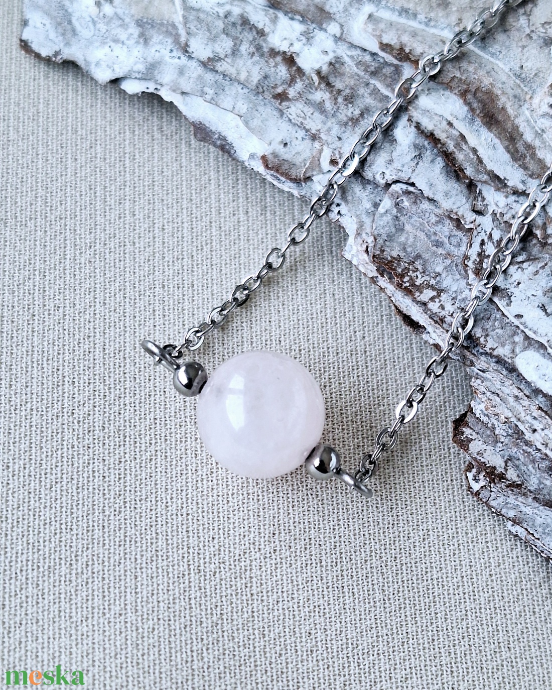 Rózsakvarc medálos nyaklánc - ékszer - nyaklánc - medálos nyaklánc - Meska.hu
