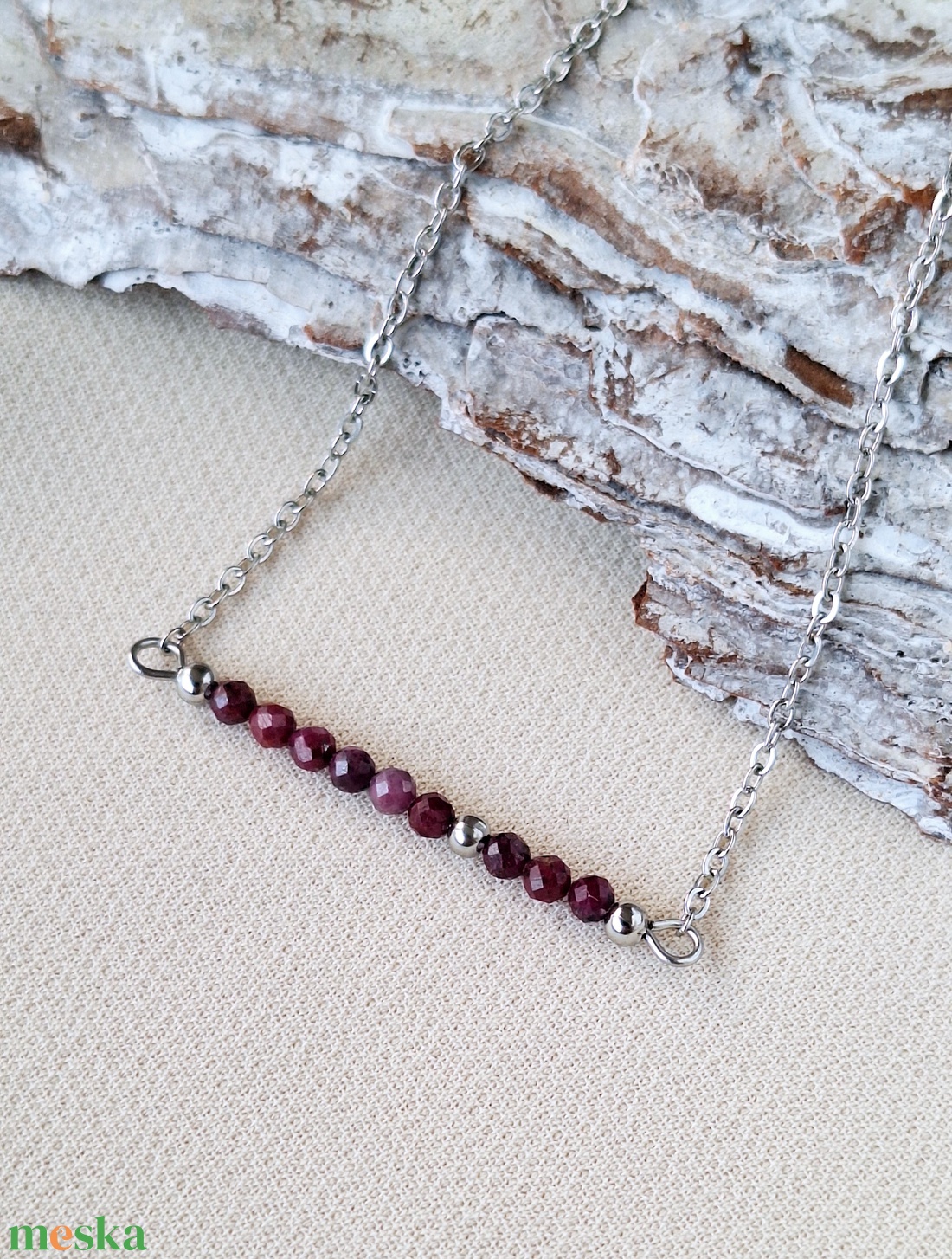 Rubin nyaklánc - ékszer - nyaklánc - bogyós nyaklánc - Meska.hu