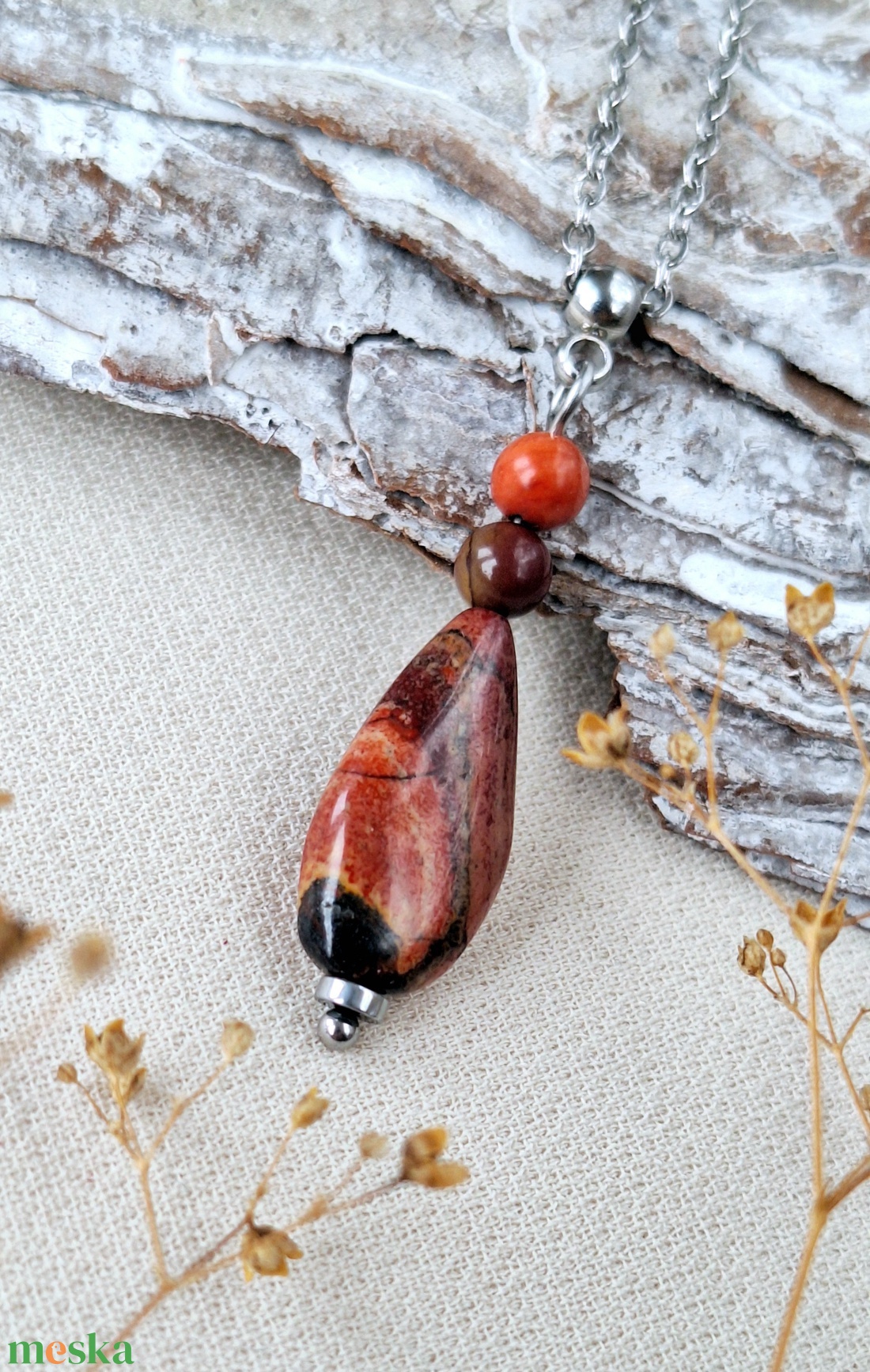 Ásvány medál nemesacél láncon - ékszer - nyaklánc - medál - Meska.hu