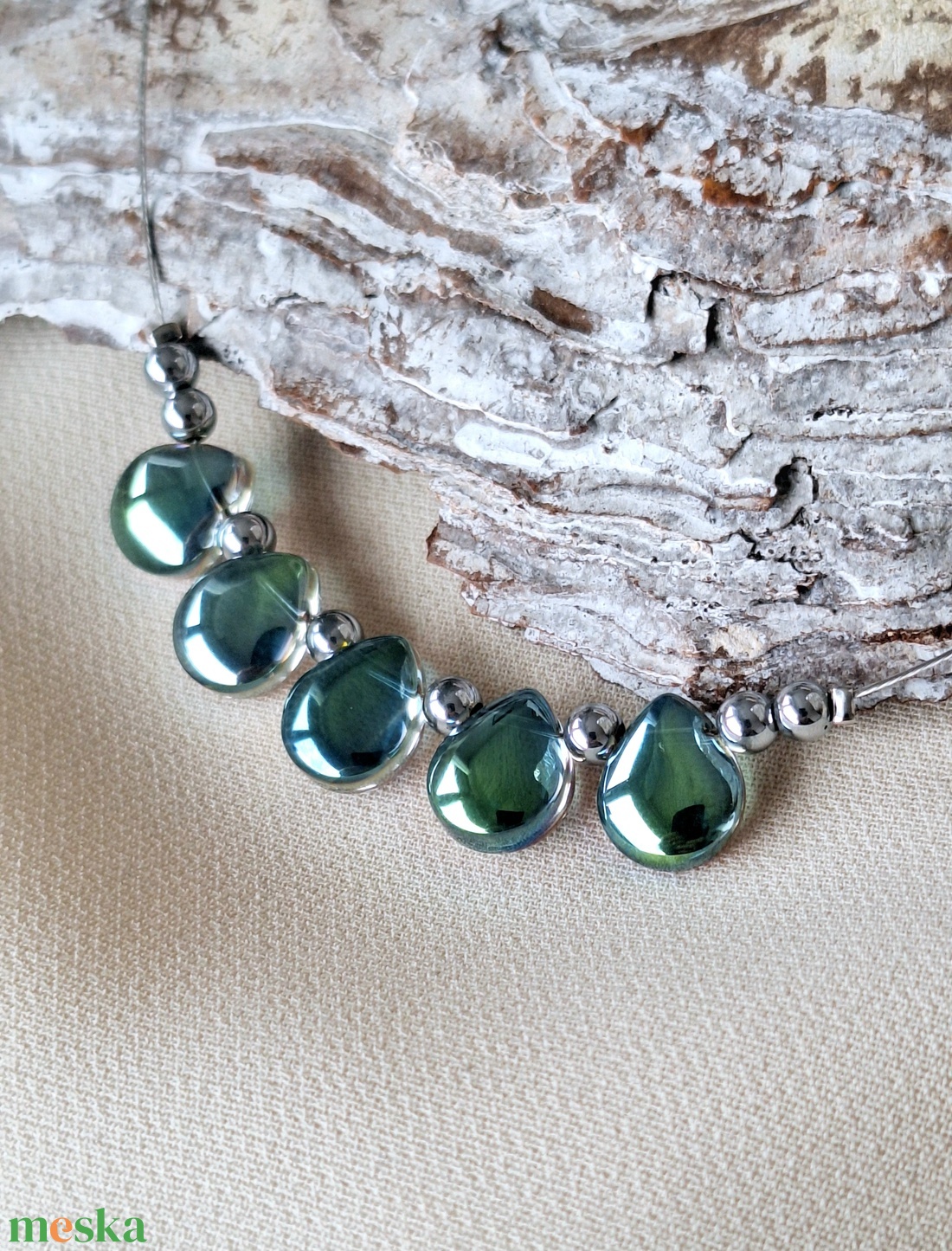 Kétoldalas üveggyöngy nyaklánc - ékszer - nyaklánc - gyöngyös nyaklánc - Meska.hu