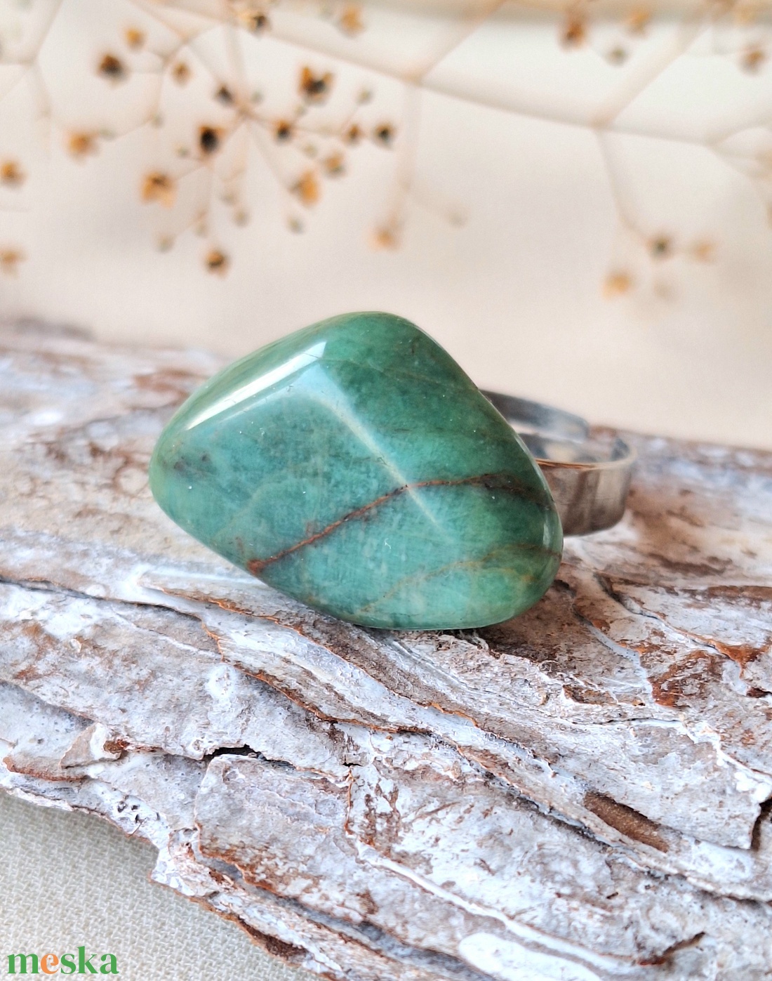 Krizokolla nemesacél gyűrű - ékszer - gyűrű - statement gyűrű - Meska.hu