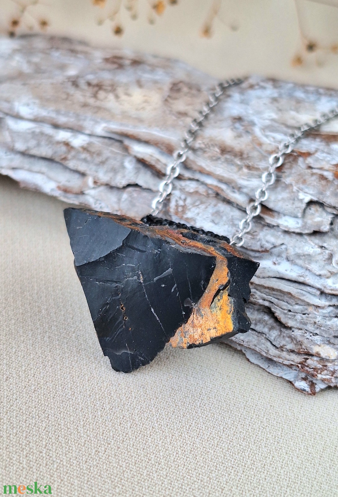 Ónix medál acél nyaklánccal - ékszer - nyaklánc - medál - Meska.hu