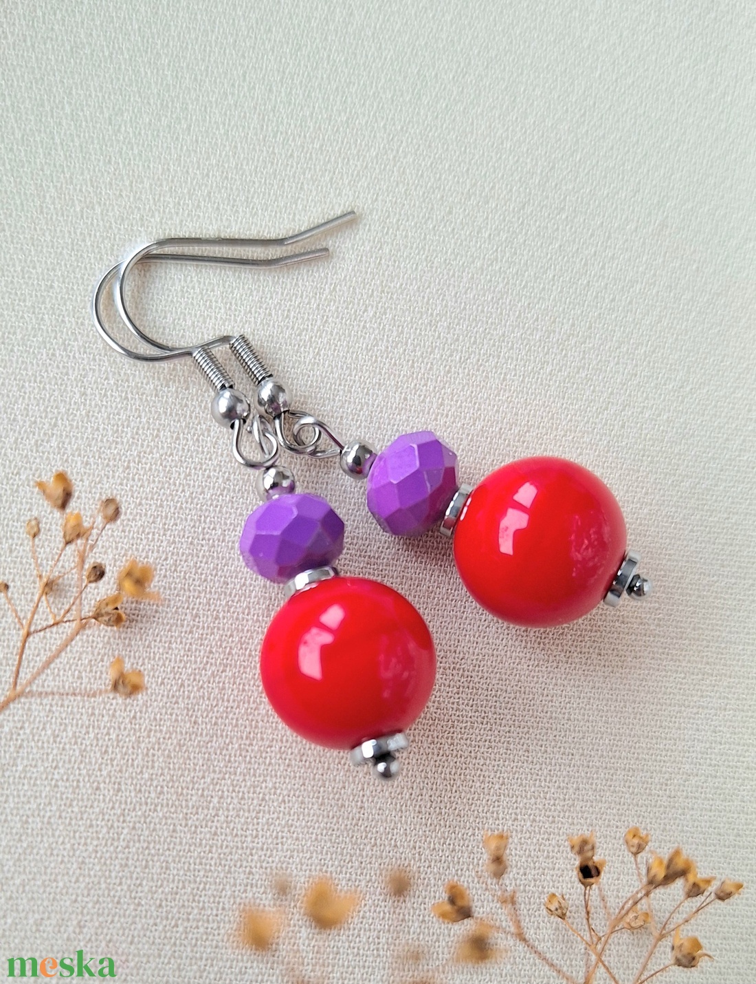 Üveggyöngy fülbevaló - ékszer - fülbevaló - lógó fülbevaló - Meska.hu