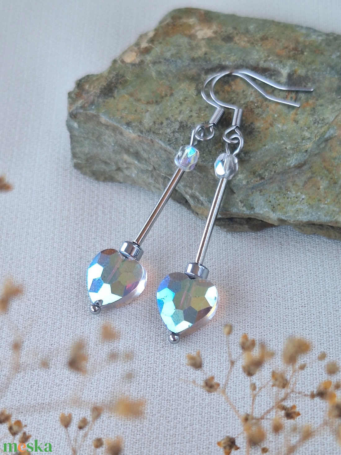 Csillogó acél fülbevaló - ékszer - fülbevaló - lógó fülbevaló - Meska.hu