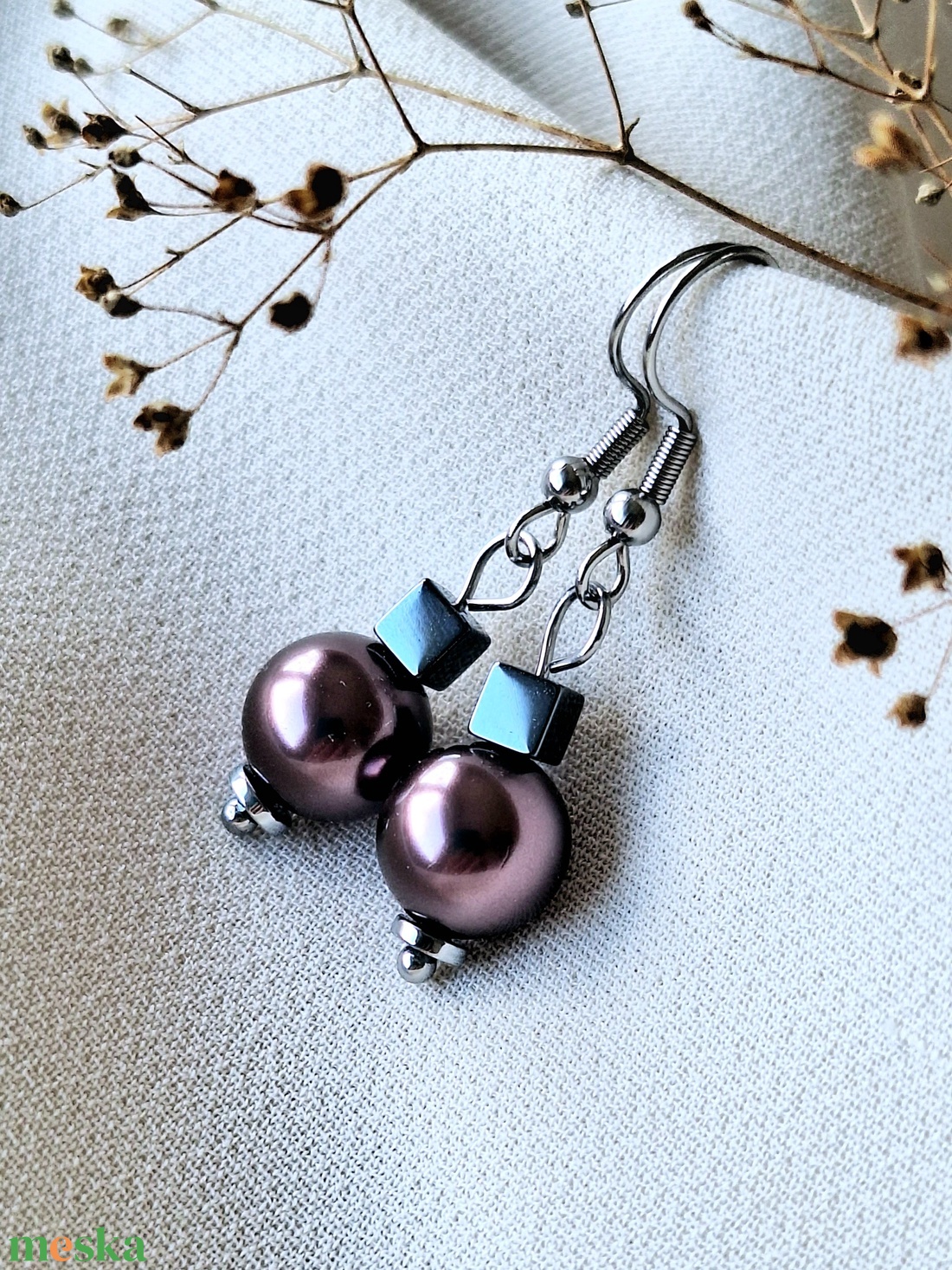 Swarovski gyöngy fülbevaló - ékszer - fülbevaló - lógó fülbevaló - Meska.hu
