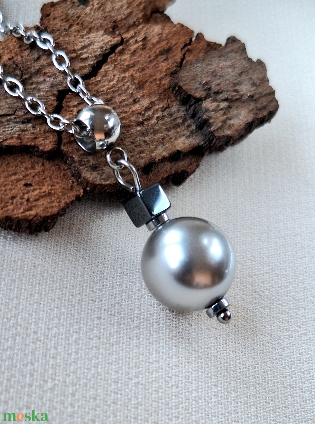 Swarovski gyöngyös acél nyaklánc - ékszer - nyaklánc - medálos nyaklánc - Meska.hu