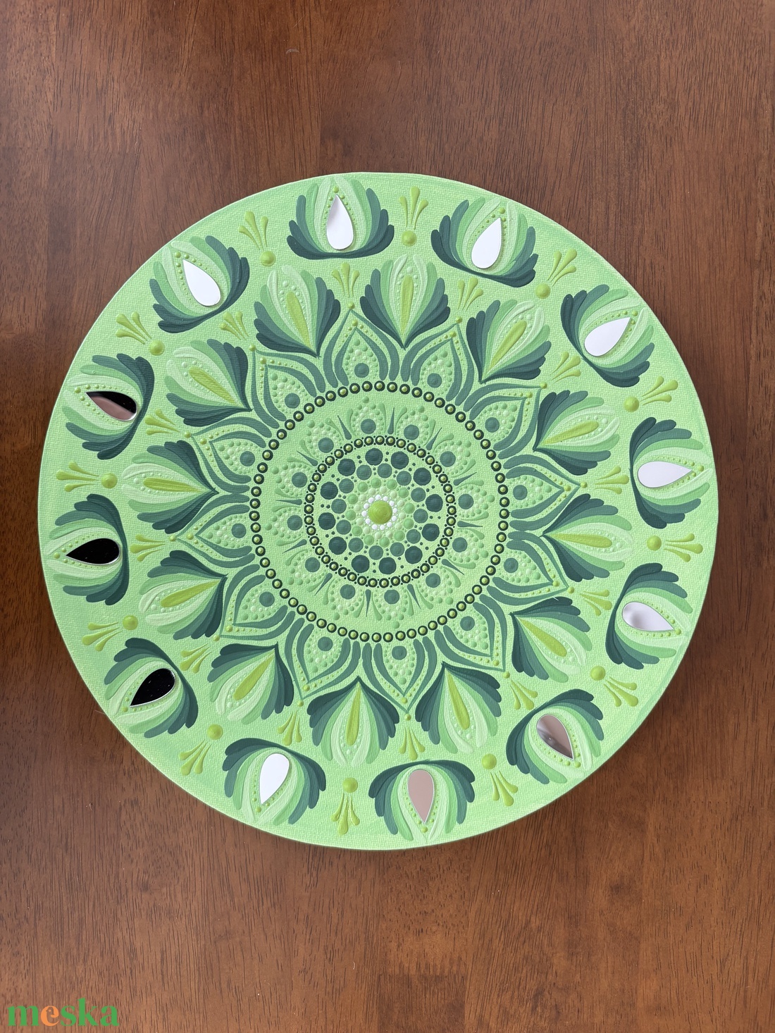 Zöld mandala - művészet - festmény - akril - Meska.hu