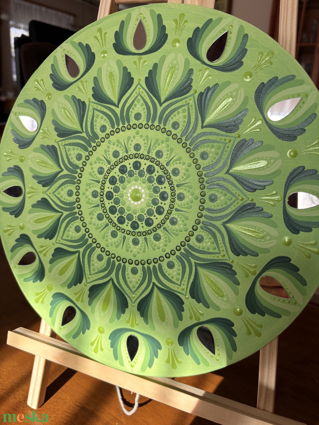 Zöld mandala - művészet - festmény - akril - Meska.hu
