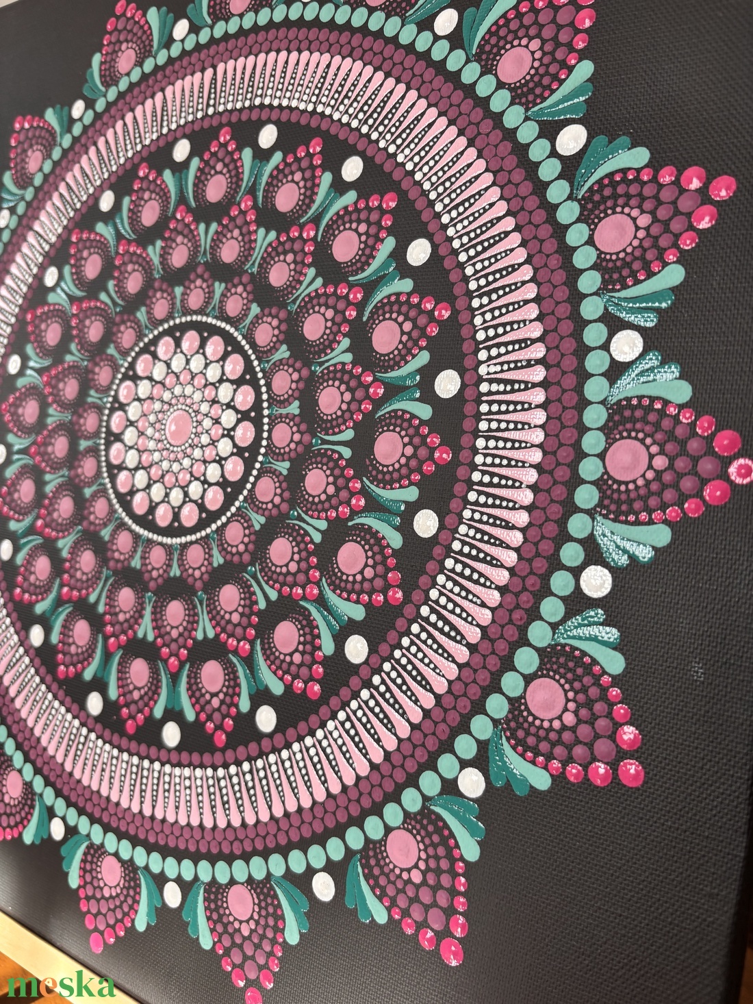 Türkiz-rózsaszín Mandala - művészet - festmény - akril - Meska.hu