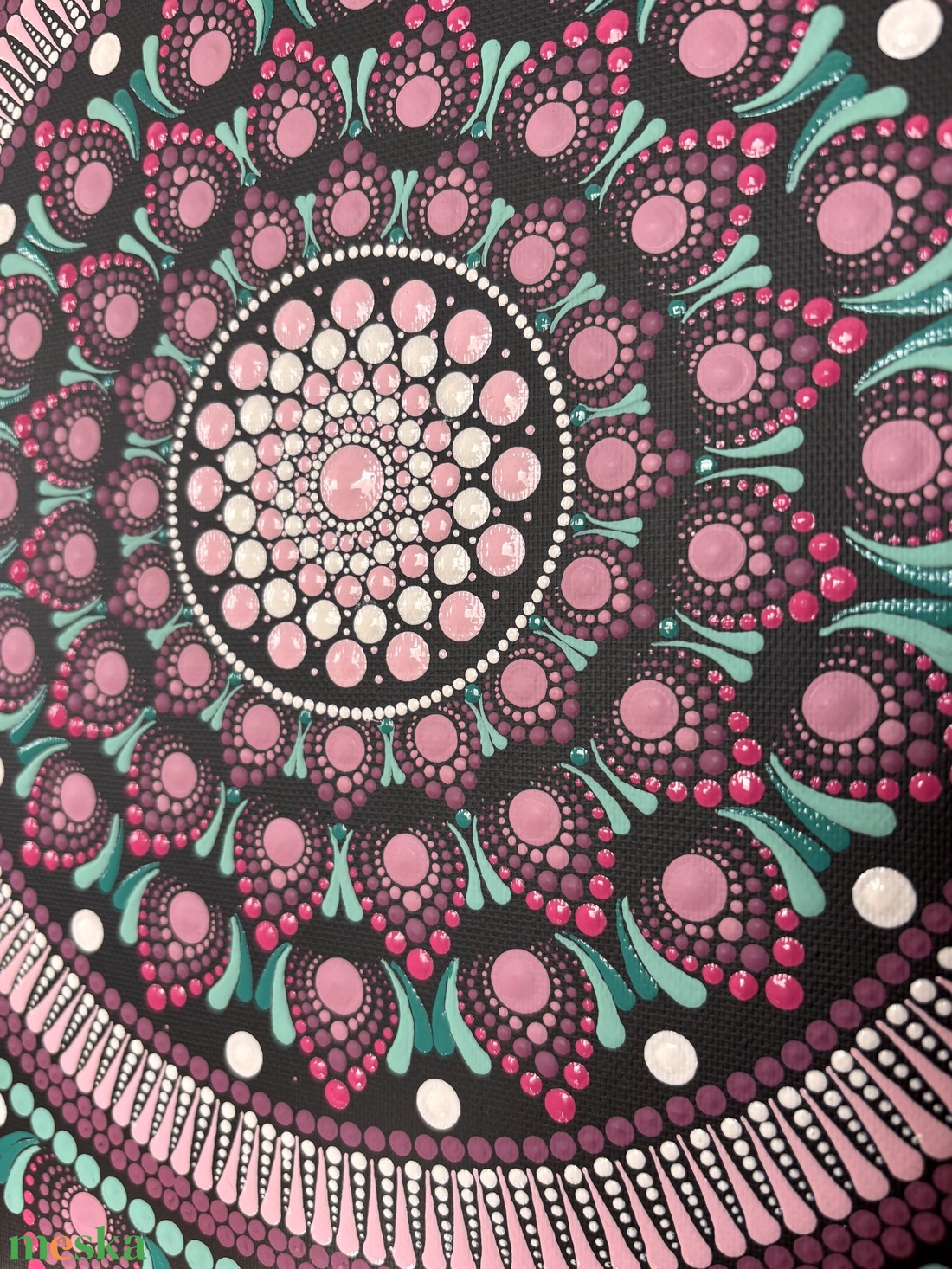 Türkiz-rózsaszín Mandala - művészet - festmény - akril - Meska.hu