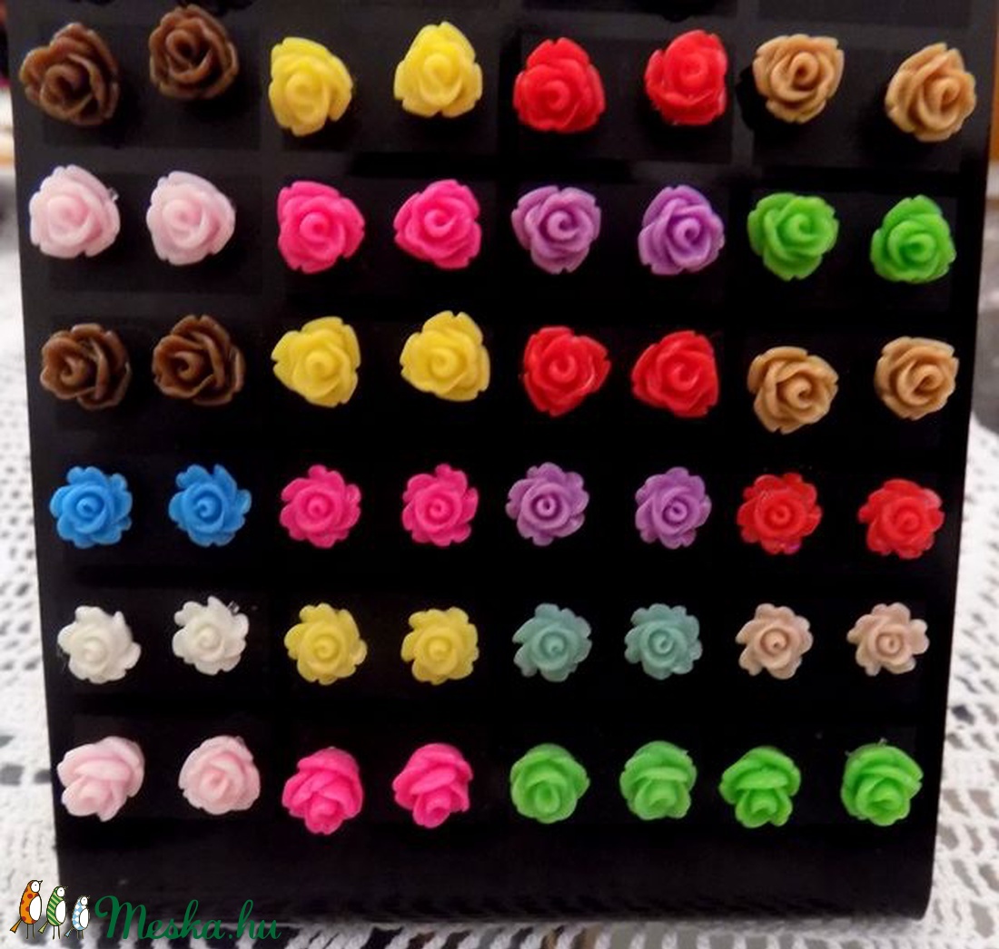 3 pár rózsás fülbevaló fémmentes -  - Meska.hu