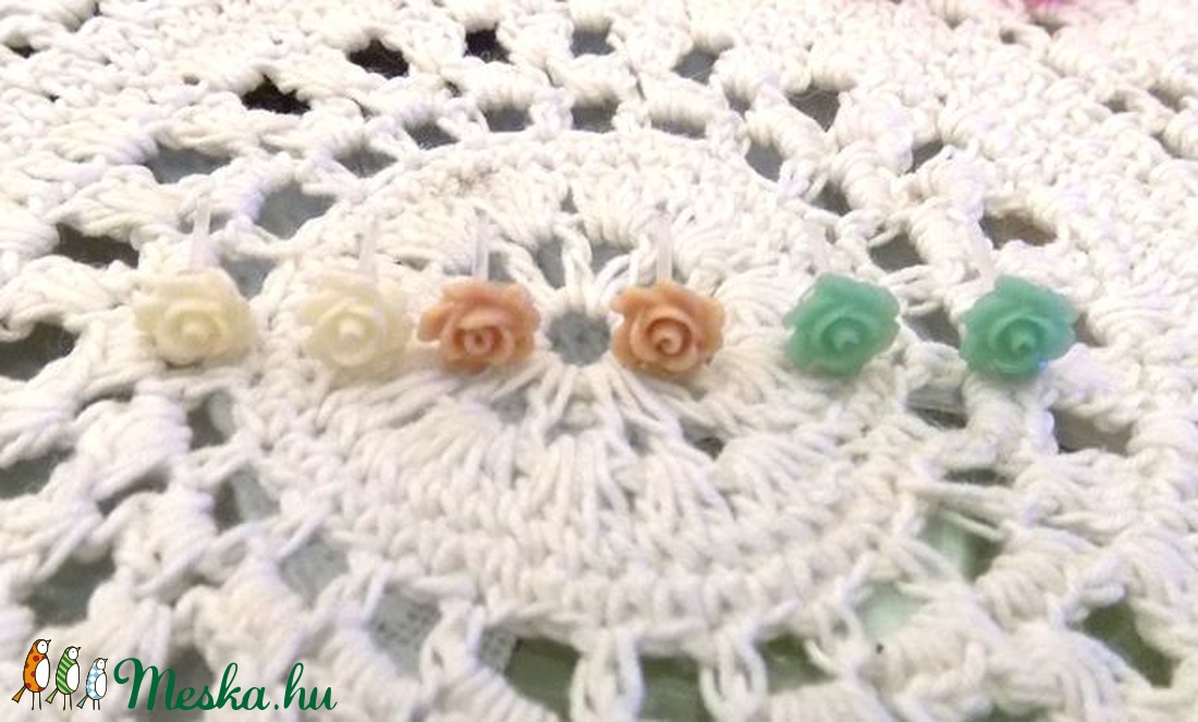 3 pár rózsás fülbevaló fémmentes -  - Meska.hu