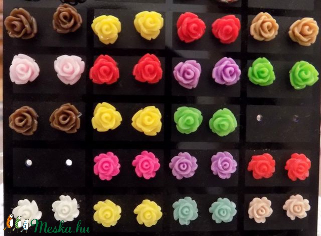 3 pár rózsás fülbevaló fémmentes -  - Meska.hu