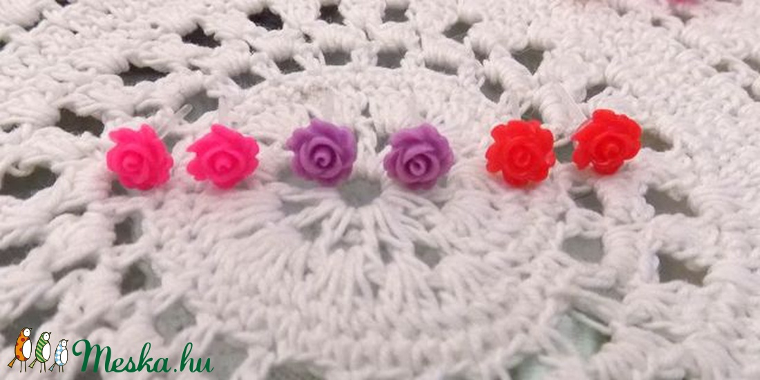 3 pár rózsás fülbevaló fémmentes -  - Meska.hu