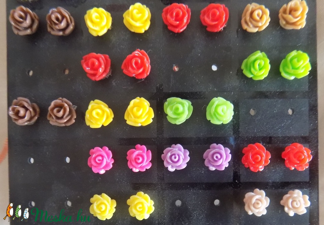 3 pár rózsás fülbevaló fémmentes -  - Meska.hu