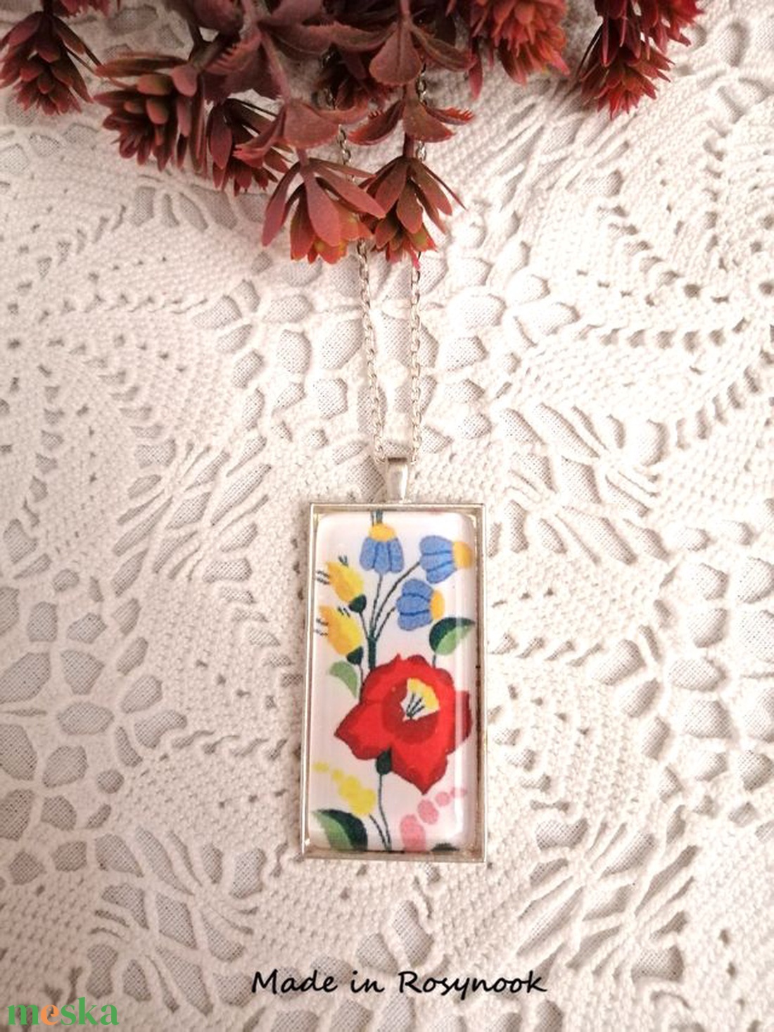 XXL-es kalocsai mintás nyaklánc - ékszer - nyaklánc - medálos nyaklánc - Meska.hu