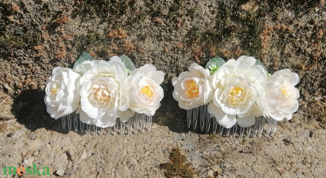 Menyasszonyi hajdíszek - esküvő - hajdísz - fésűs hajdísz - Meska.hu