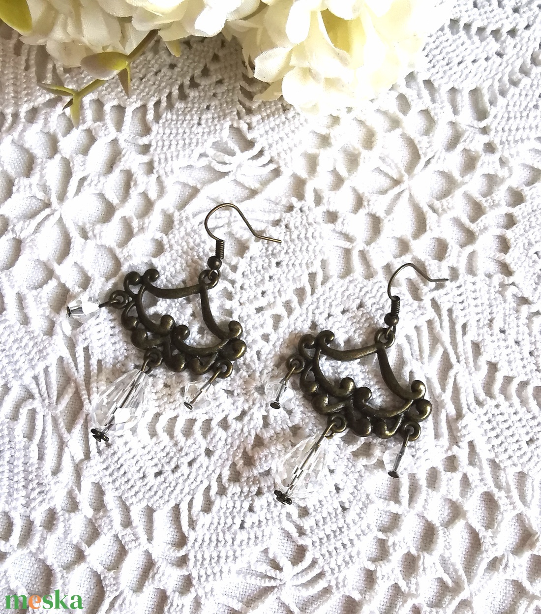 Elegáns bronz fülbevaló  - ékszer - fülbevaló - lógó fülbevaló - Meska.hu