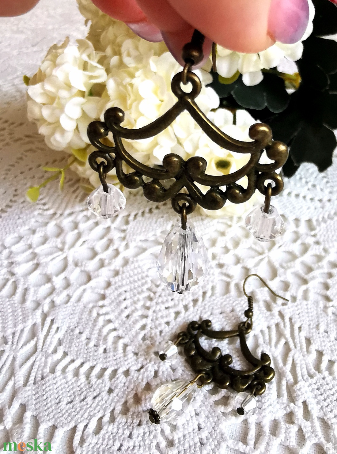 Elegáns bronz fülbevaló  - ékszer - fülbevaló - lógó fülbevaló - Meska.hu