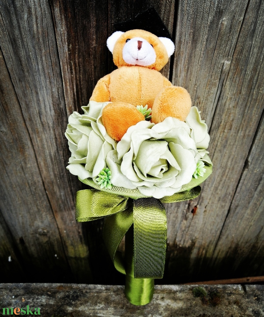 Ballagási csokor macival - otthon & életmód - dekoráció - virágdísz és tartó - csokor & virágdísz - Meska.hu