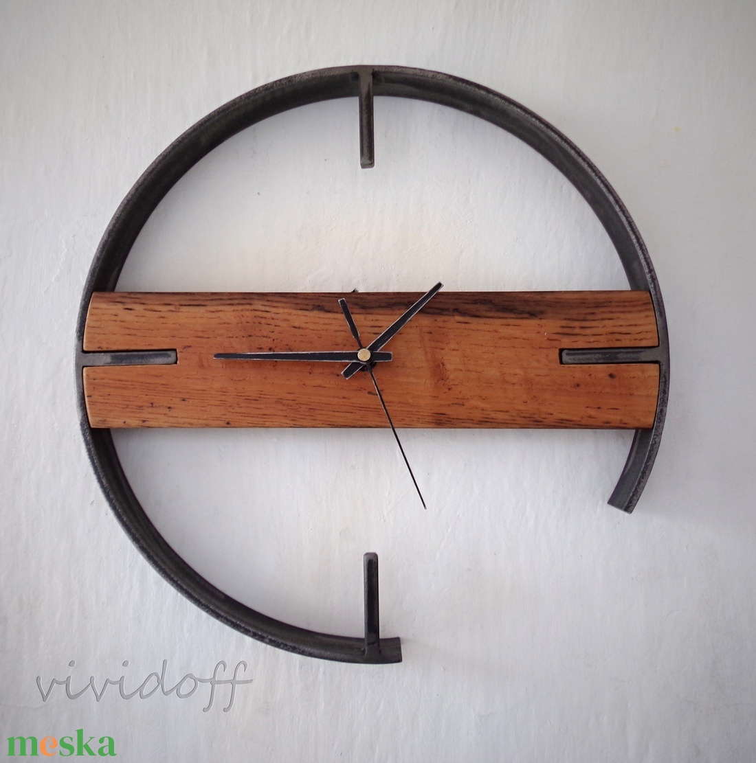 industriál falióra tölgy 5 - otthon & életmód - dekoráció - fali és függő dekoráció - falióra & óra - Meska.hu