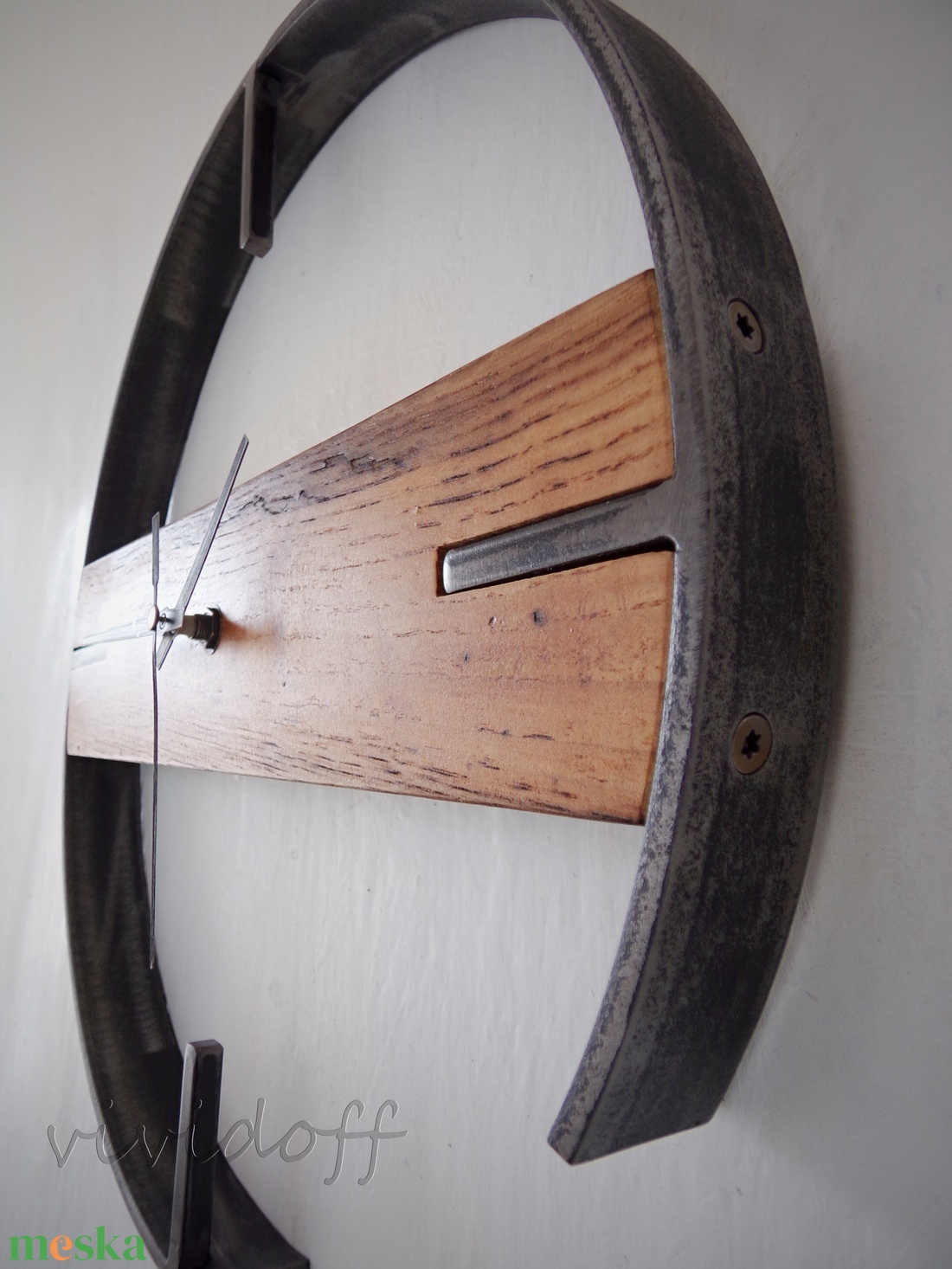 industriál falióra tölgy 5 - otthon & életmód - dekoráció - fali és függő dekoráció - falióra & óra - Meska.hu