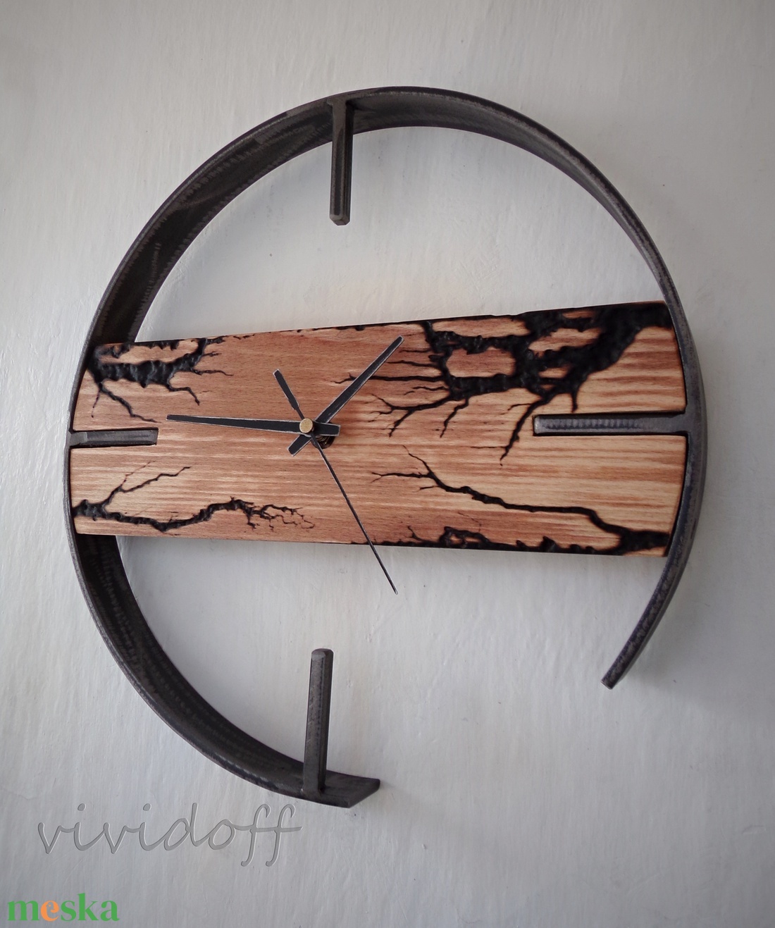 industriál falióra bükk F1 -3 - otthon & életmód - dekoráció - fali és függő dekoráció - falióra & óra - Meska.hu