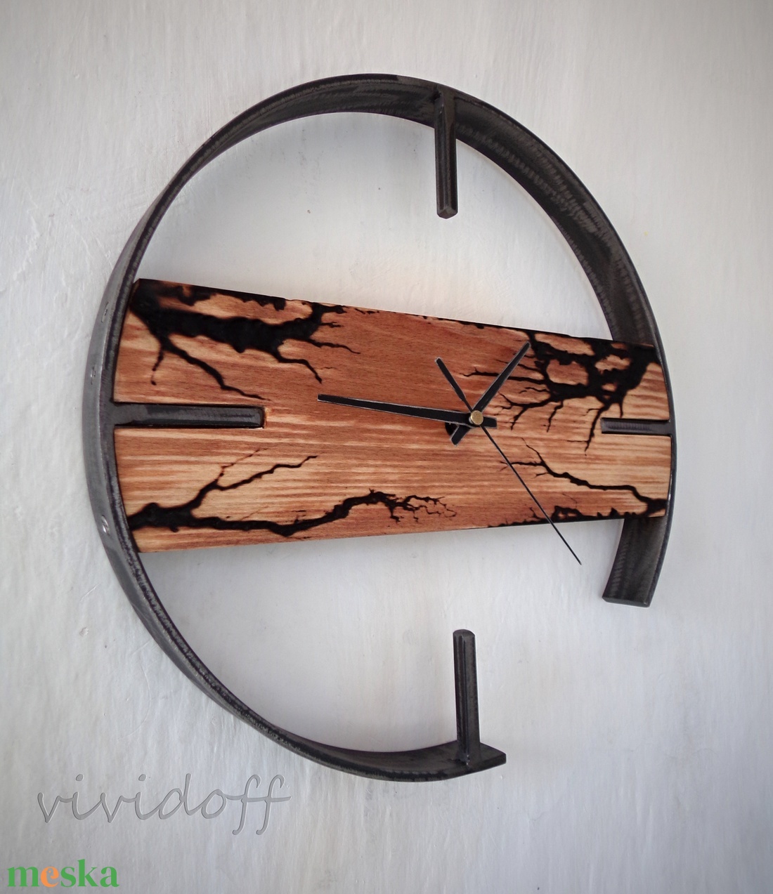 industriál falióra bükk F1 -3 - otthon & életmód - dekoráció - fali és függő dekoráció - falióra & óra - Meska.hu