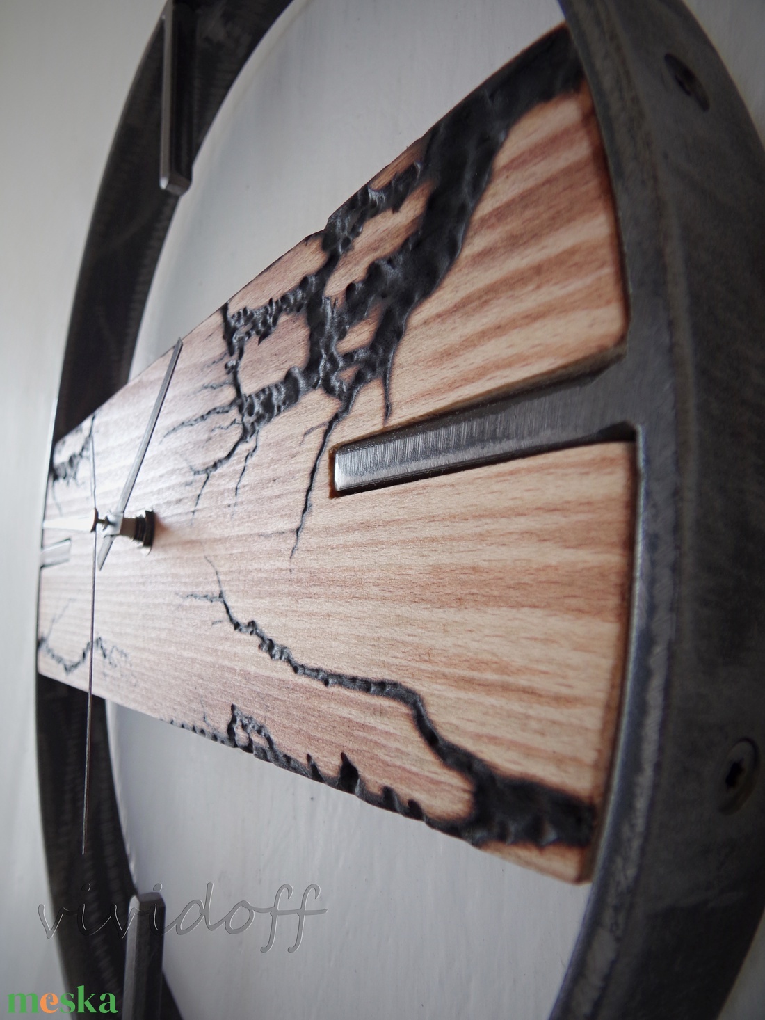 industriál falióra bükk F1 -3 - otthon & életmód - dekoráció - fali és függő dekoráció - falióra & óra - Meska.hu