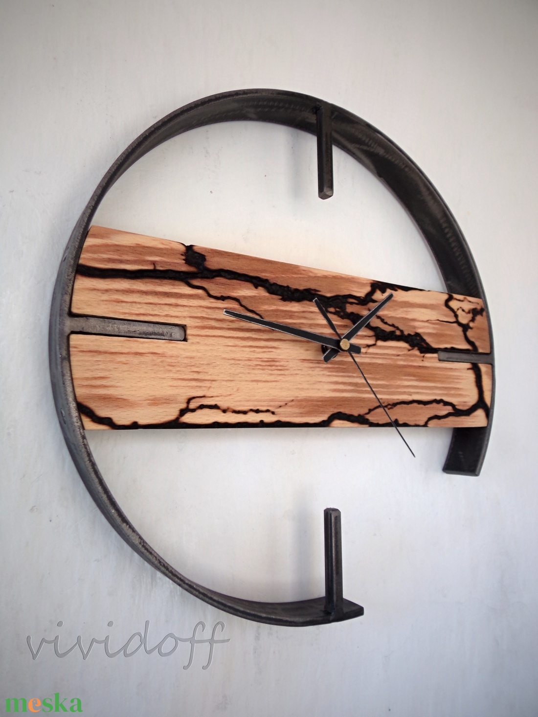 industriál falióra bükk F1 -4 - otthon & életmód - dekoráció - fali és függő dekoráció - falióra & óra - Meska.hu