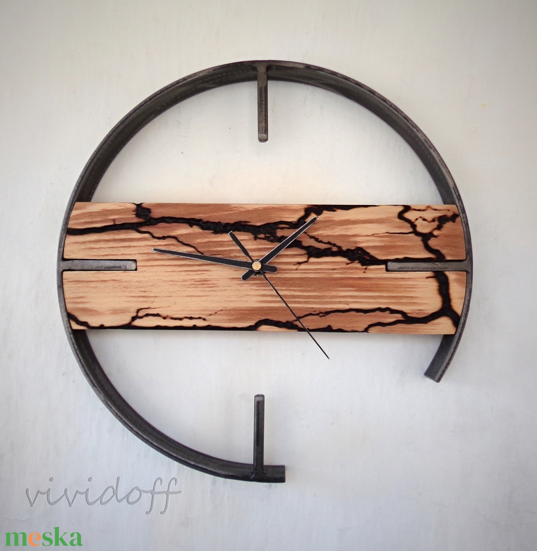 industriál falióra bükk F1 -4 - otthon & életmód - dekoráció - fali és függő dekoráció - falióra & óra - Meska.hu