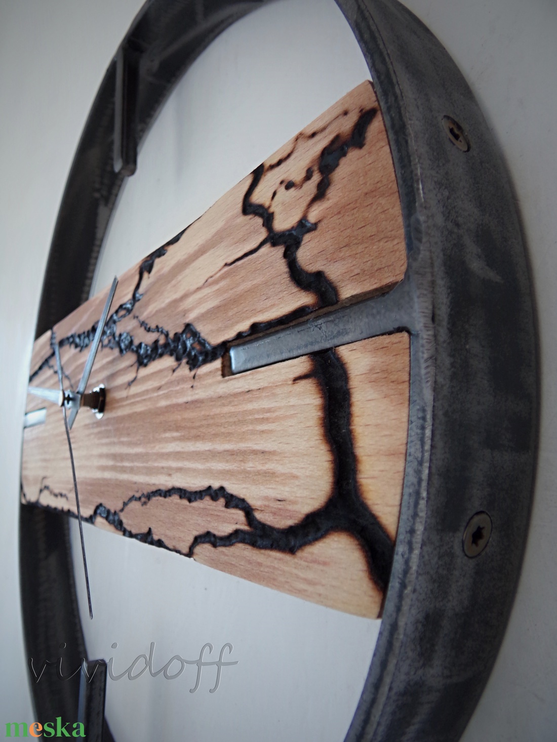 industriál falióra bükk F1 -4 - otthon & életmód - dekoráció - fali és függő dekoráció - falióra & óra - Meska.hu