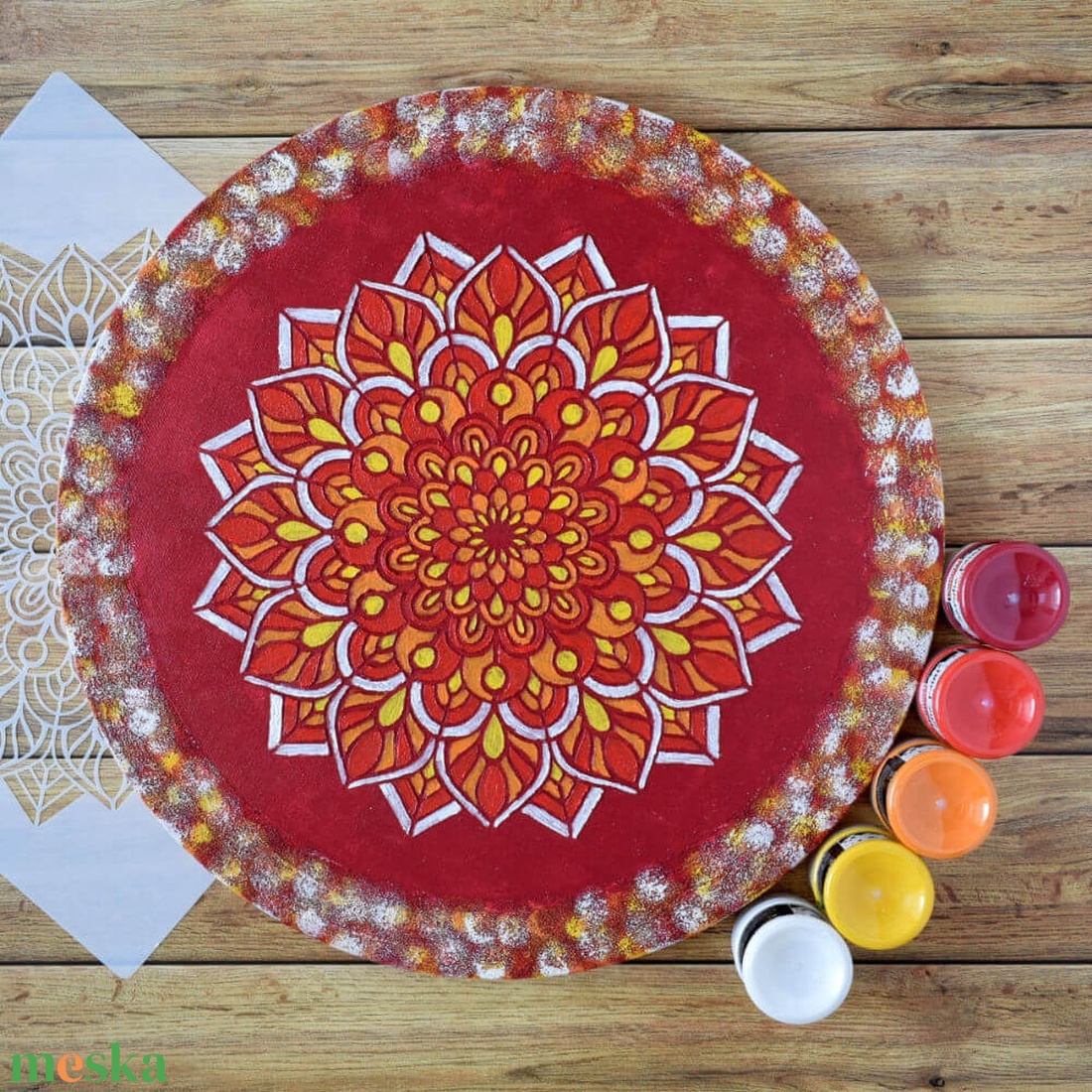 Mandala 40 cm-es, festenivaló, domborműves alap Tűzvirág - diy (csináld magad) - egységcsomag - Meska.hu Mandala 40 cm-es, festenivaló, domborműves alap Tűzvirág - diy (csináld magad) - egységcsomag - Meska.hu