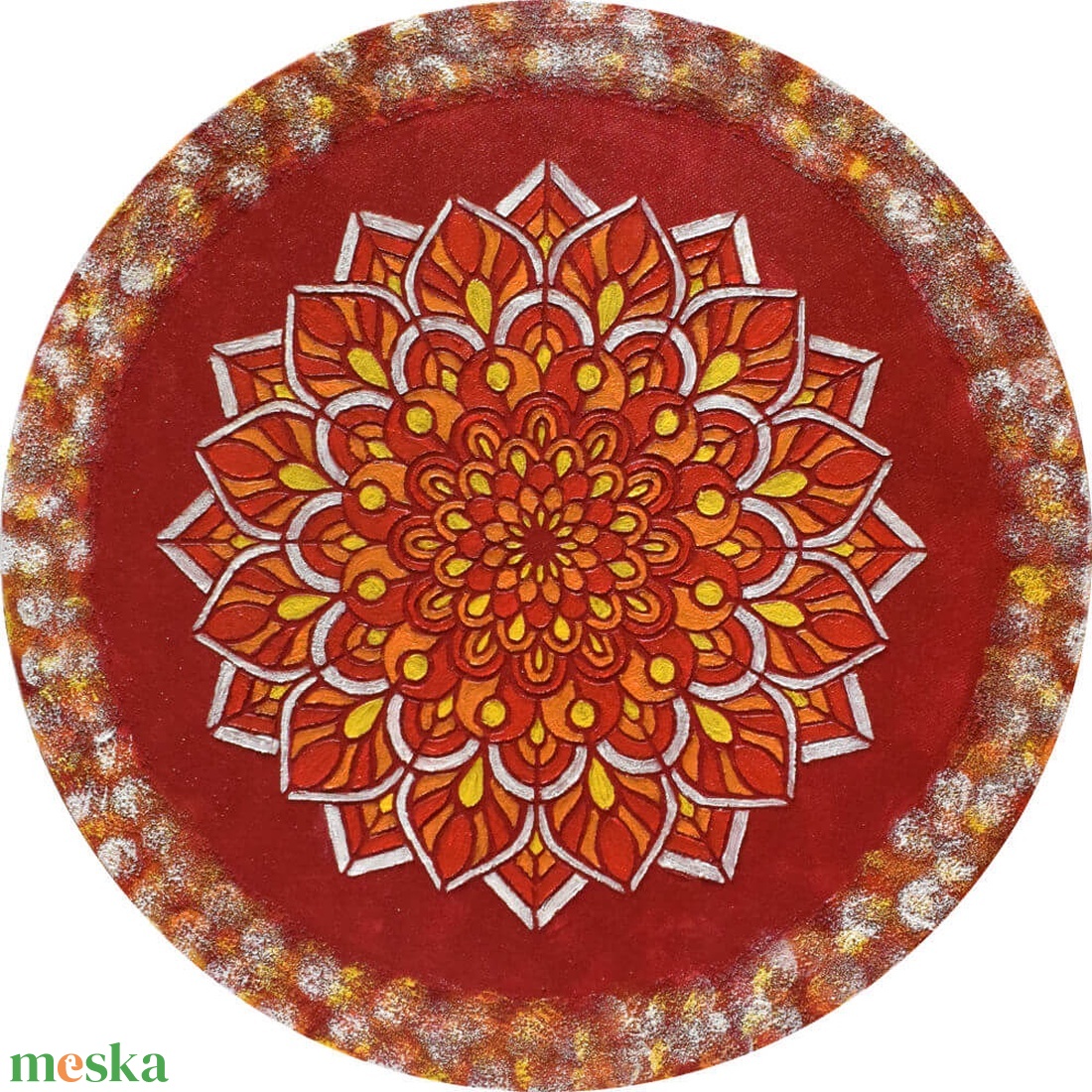 Mandala - Tűzvirág, 40 cm átmérőjű, domborműves kép - művészet - más művészeti ág - Meska.hu