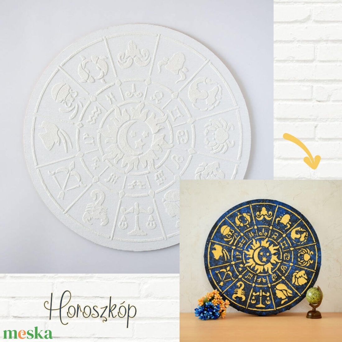 Horoszkóp  30 cm-es, festenivaló, domborműves alap - diy (csináld magad) - egységcsomag - Meska.hu