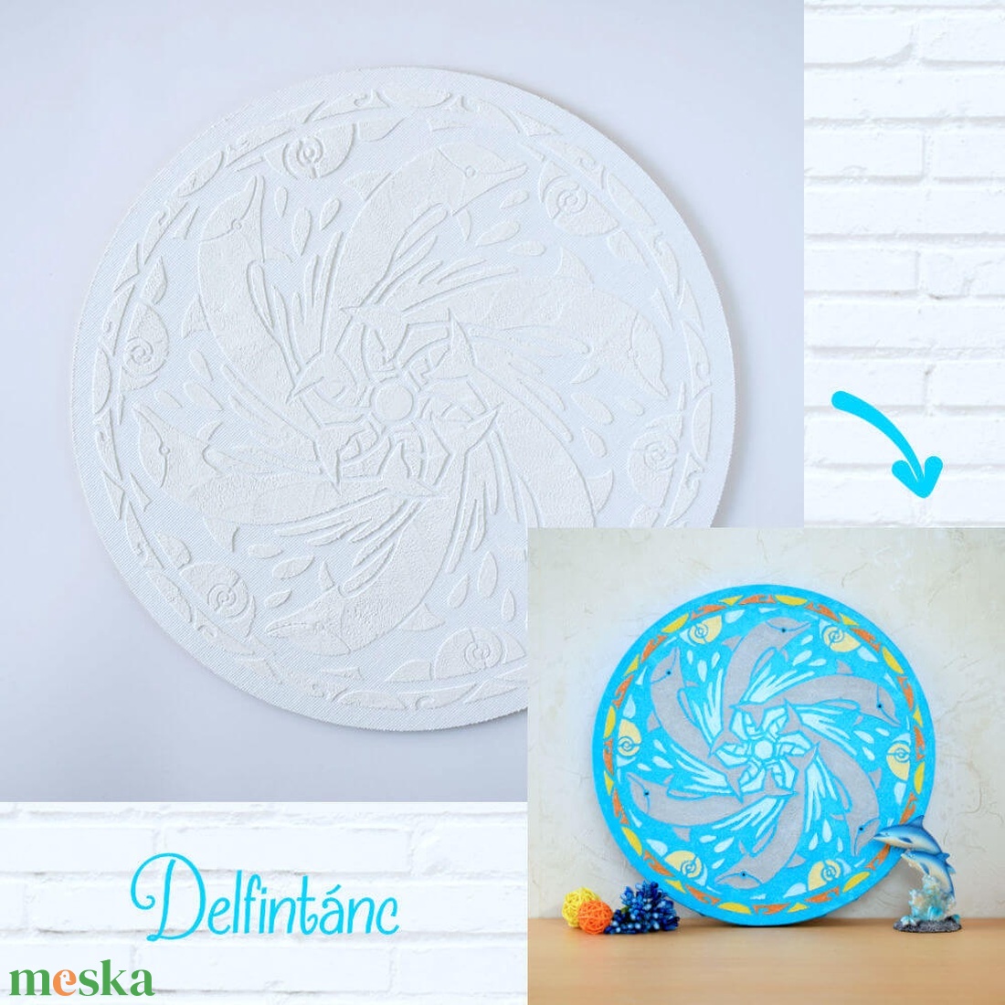Delfintánc 30 cm-es, festenivaló, domborműves alap - diy (csináld magad) - egységcsomag - Meska.hu Delfintánc 30 cm-es, festenivaló, domborműves alap - diy (csináld magad) - egységcsomag - Meska.hu