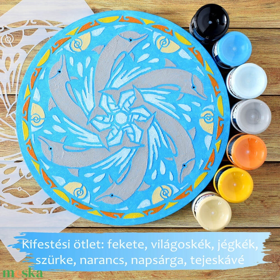 Delfintánc 30 cm-es, festenivaló, domborműves alap - diy (csináld magad) - egységcsomag - Meska.hu Delfintánc 30 cm-es, festenivaló, domborműves alap - diy (csináld magad) - egységcsomag - Meska.hu