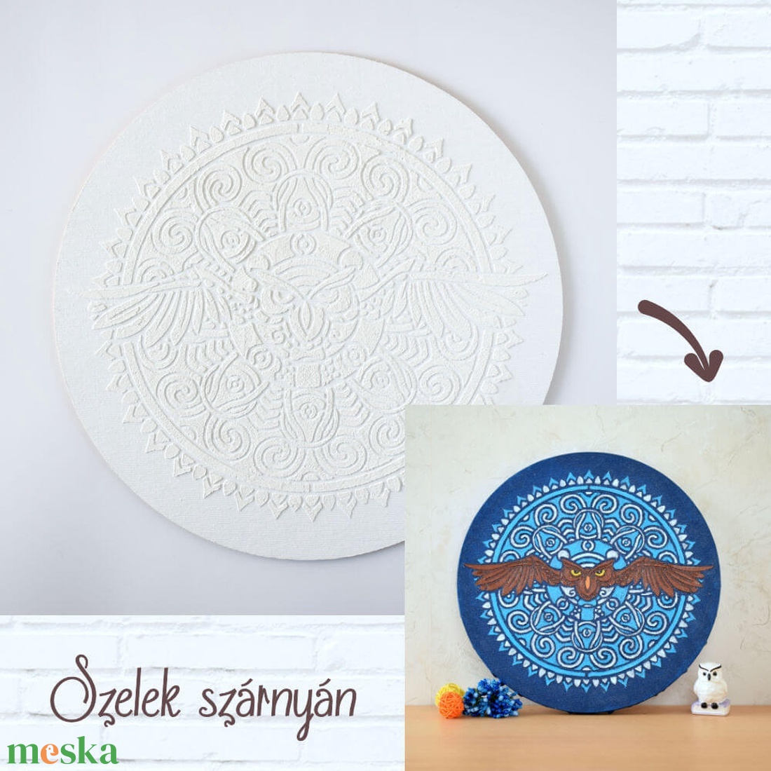 Szelek szárnyán 30 cm-es, festenivaló, baglyos domborműves alap - diy (csináld magad) - egységcsomag - Meska.hu Szelek szárnyán 30 cm-es, festenivaló, baglyos domborműves alap - diy (csináld magad) - egységcsomag - Meska.hu